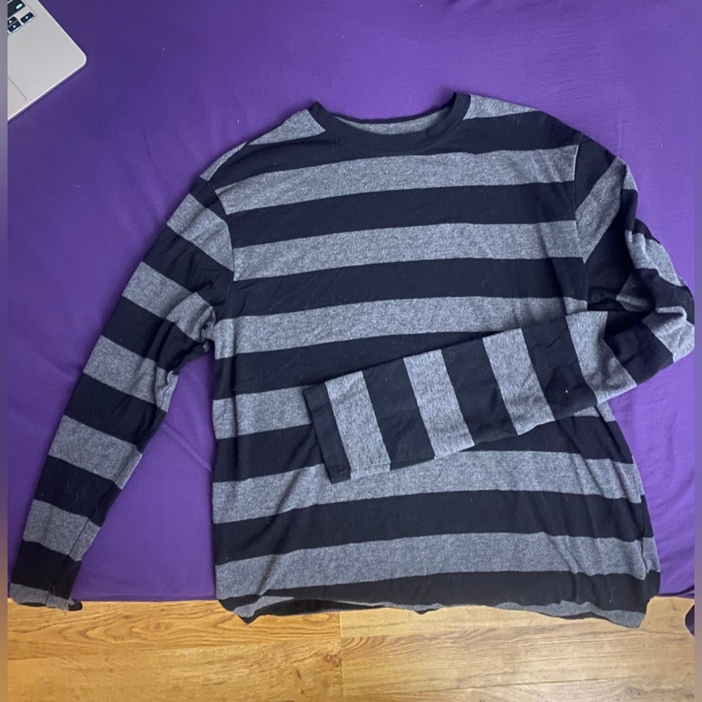 Black and gray striped shirt